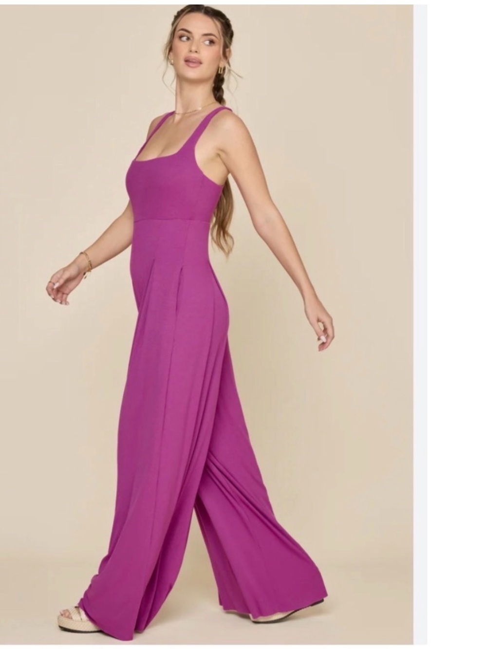 POPFLEX Magenta Wide-Leg Jumpsuit Womens Sz Small